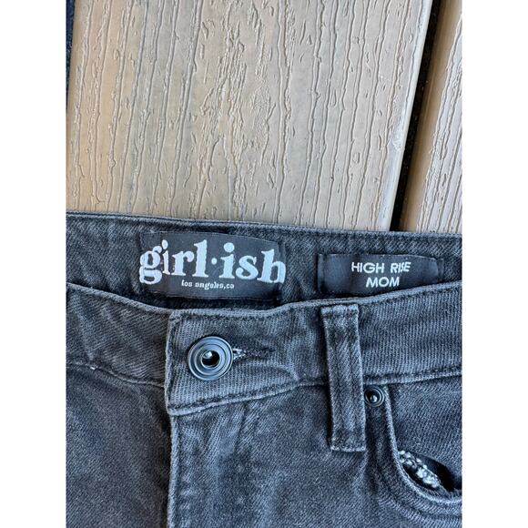 Girlish High Waisted Distressed Black Jeans - Picture 3 of 9